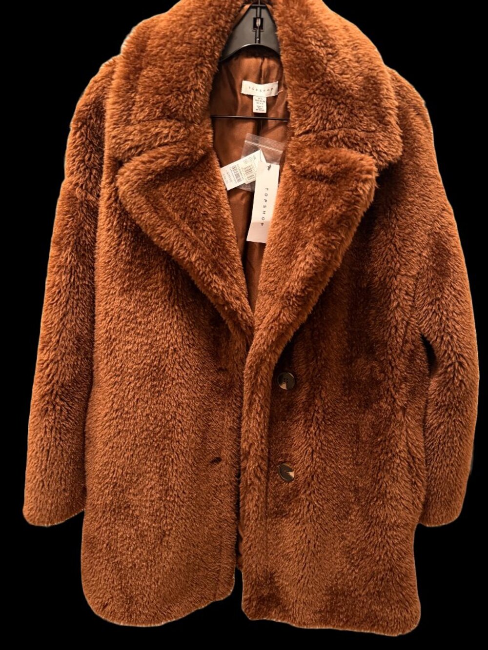 Topshop Brown Teddy Borg Coat NWT Size S / US 4-6